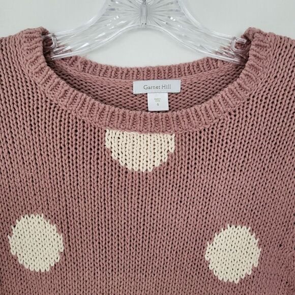 Garnet Hill Polka Dot Sweater Top Pink Size Small - Picture 4 of 11
